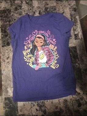 Place Purple Short Sleeve Graphic Tee with Multicolor Print